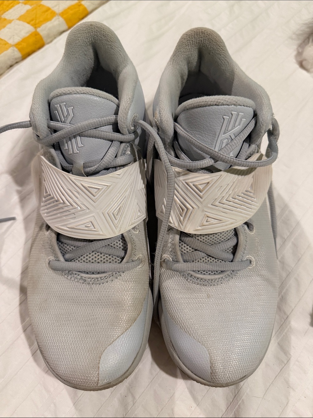 Nike Kyrie Zoom Light Grey and Silver Basketball Sneakers